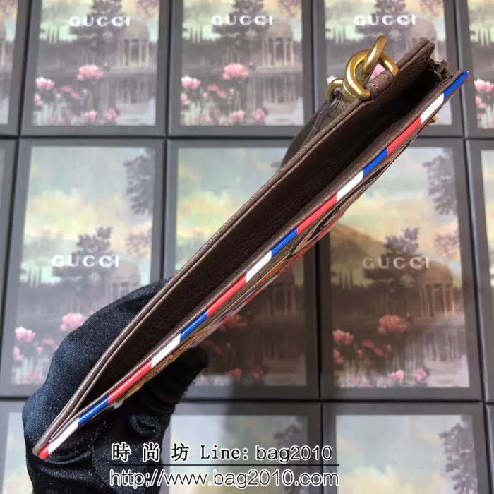 GUCCI古馳 爆款手包 GG圖案系列 時尚刺繡 復古風格手拿包 473915 啡繡 WTG1949